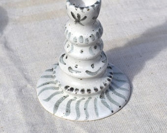 Ceramic Candle Holder - Handmade, Hand-painted Patterned