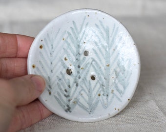 Ceramic Soap Dish, Small with Handpainted Pattern