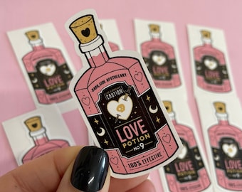Pegatinas de botellas de poción de amor, pegatinas góticas de Halloween con temática de brujas