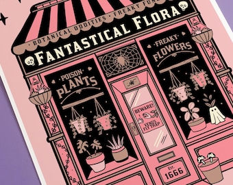Witchy Plant Shop Art Print: Fantastical Flora, Gothic Home Decor