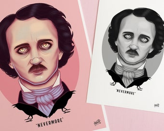 Disse il Corvo, citazione Nevermore STAMPA ARTISTICA Edgar Allan Poe, Ispiratrice, Idea regalo, Arte murale, Arredamento per la casa, Camera da
