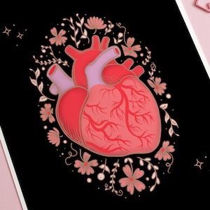 Human Heart Poster, Spooky Decor, pastel goth decor, Valentine Gift,  Gothic Home Decor,