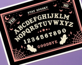 Halloween Prints, Ouija Art Print, gothic home decor, spooky halloween house, pastel goth