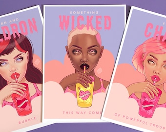 Pastel Goth Witch Decor, Salem Witchy Art Prints