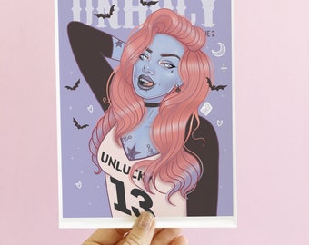 Gothic Home Decor, Horror Decor, Vampire Monster Girl Art Print,