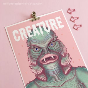 Creature from the Black Lagoon, Horror Film Art Print, horror movie posters,