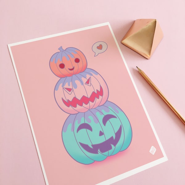 Decoración gótica pastel, lámina artística de calabazas, decoración de pared de Halloween