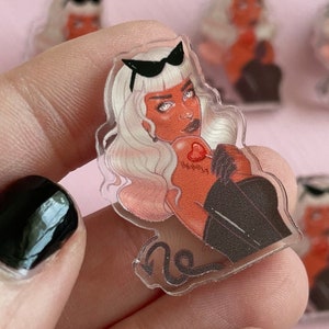 Gothic Pin Badge, Monster Goth Girl Pin Badge, Witchy Goth Pins, halloween horror pin