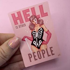 Pin up girl stickers, Hell Is Other People, spooky stickers, gothic stickers