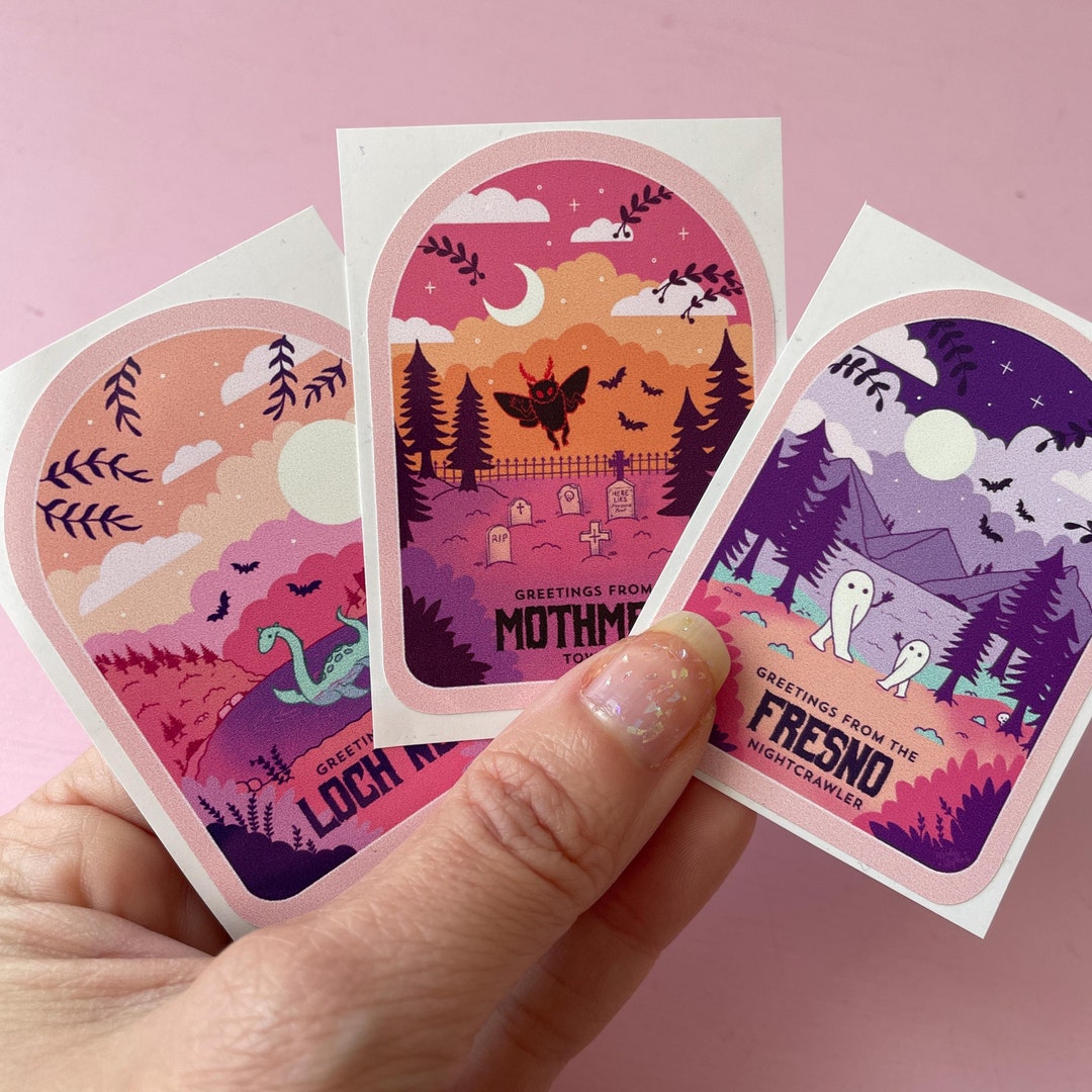 Cryptid Travel Poster Sticker Set, Mothman, Loch Ness, Fresno ...