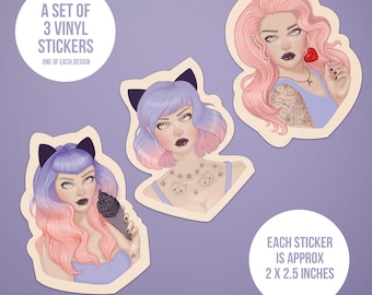 Adesivi Pastel Goth, adesivi Spooky Girl, gotico horror stregonesco