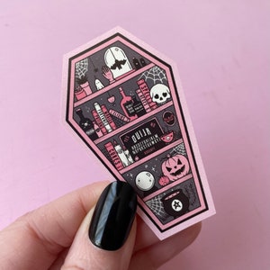 Naklejka Spooky Coffin Shelf Pink, Gothic Witch Occult Stickers