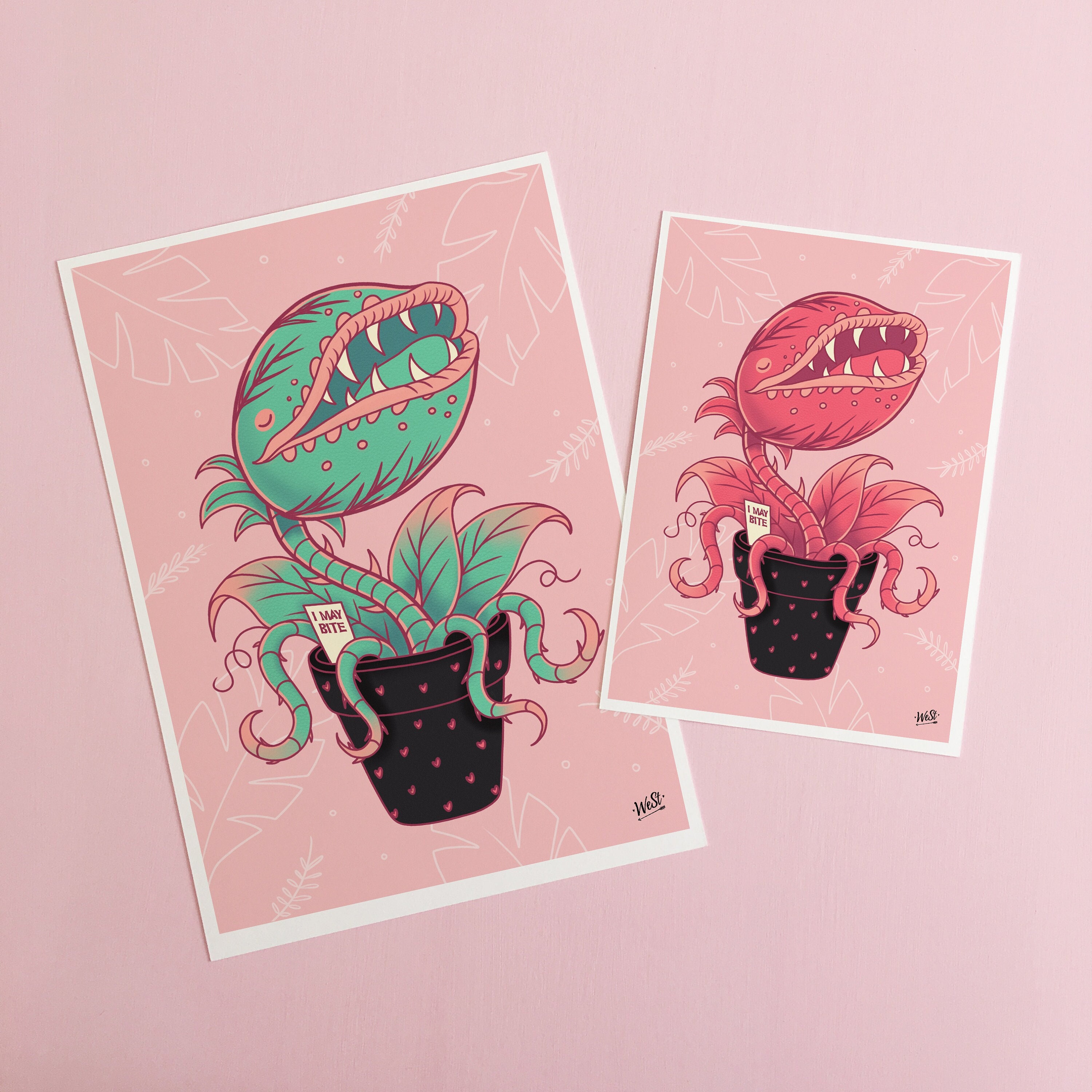 Spooky Venus Fly Trap Plant Art Print, Gothic Home Decor, Pastel