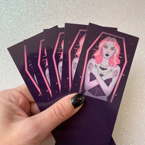 Vampire Bookmarks, Gothic Bookmarks, Vampire Girl bookmark, coffin spooky witchy halloween, gothic gifts