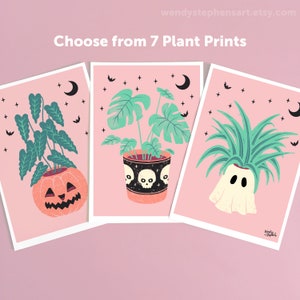 Spooky Planter Art Prints, house plant, gothic home decor, pastel goth wall art image 5