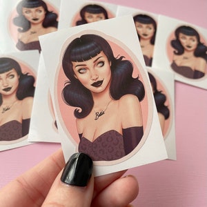 Pin up girl stickers, Bettie sticker, spooky stickers, gothic stickers