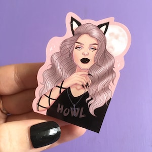 Werewolf Monster Girl Sticker, spooky sticker, gothic stickers