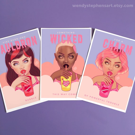 Pastel Goth Witch Decor, Salem Witchy Art Prints