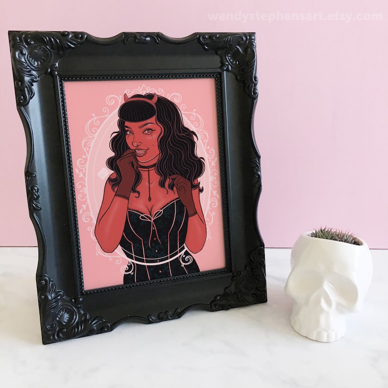 Pin up Girl Art Print Spooky Horror Decor the Devil Inside Etsy