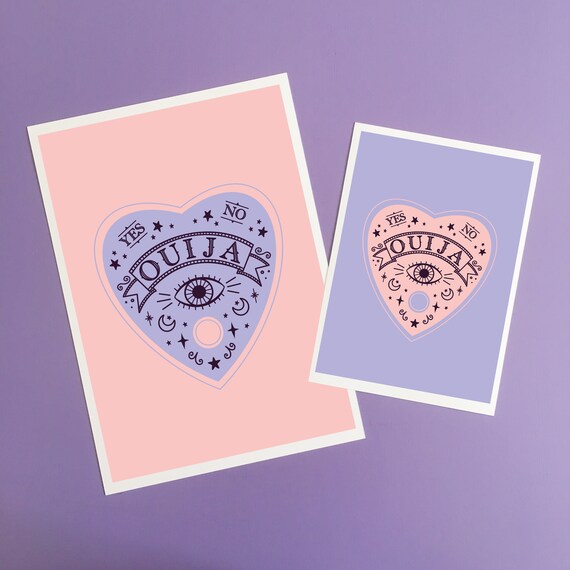 Pastel Ouija Planchette Art Print Spooky Ouija Board Mini Etsy
