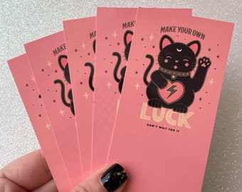 Lucky Cat Bookmarks, Gothic Gifts For Her, Good Luck Gift, spooky witchy halloween
