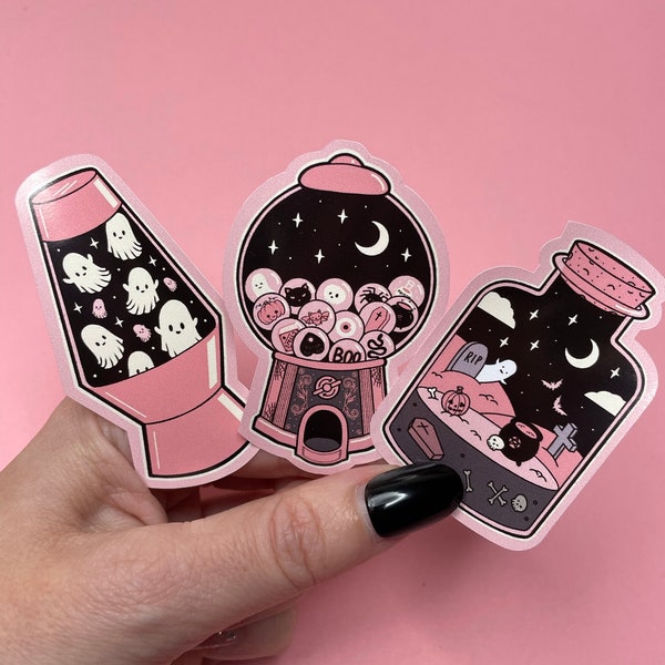 Süßer Geist-Aufkleber-Set, Spooky Boo Flaschen, Pinke Gotische Aufkleber