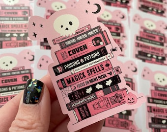 Spell Books Sticker, Bookish Goth Stickers, Pastel Gothic Stickers for Spooky Readers