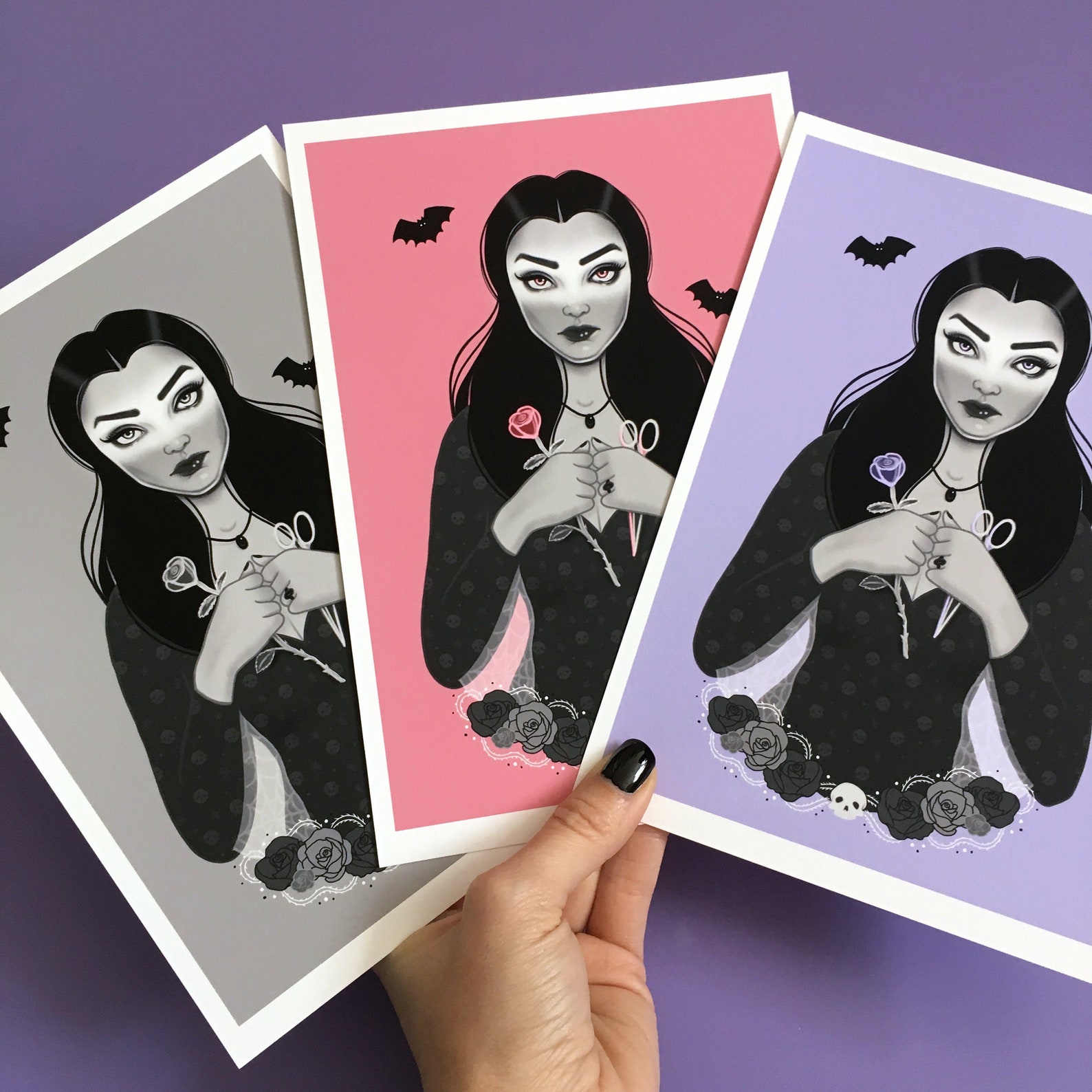 Pastel Goth Decor Morticia Addams Family Art Print in 3 Etsy