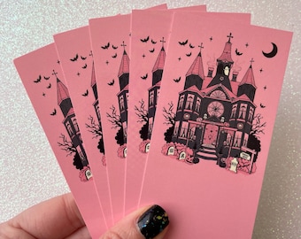 Haunted House Bookmarks, Gothic Bookmarks, spooky witchy halloween, book lover gift