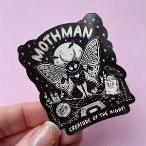 Adesivo Mothman, adesivi Cryptid, set di adesivi da strega, adesivi gotici, adesivi spettrali,