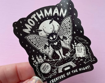 Mothman Sticker, Cryptid Stickers, witchy sticker set, gothic stickers, spooky stickers,
