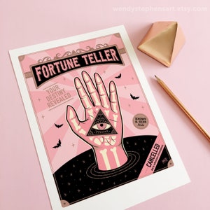 Fortune Teller Art Print, gothic home decor, spooky sideshow, freakshow, fairground, circus art print