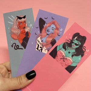 Gothic Bookmarks, Spooky Bookmarks, Vampire, Zombie, Demon Girl Bookmarks, spooky witchy halloween, gothic gifts
