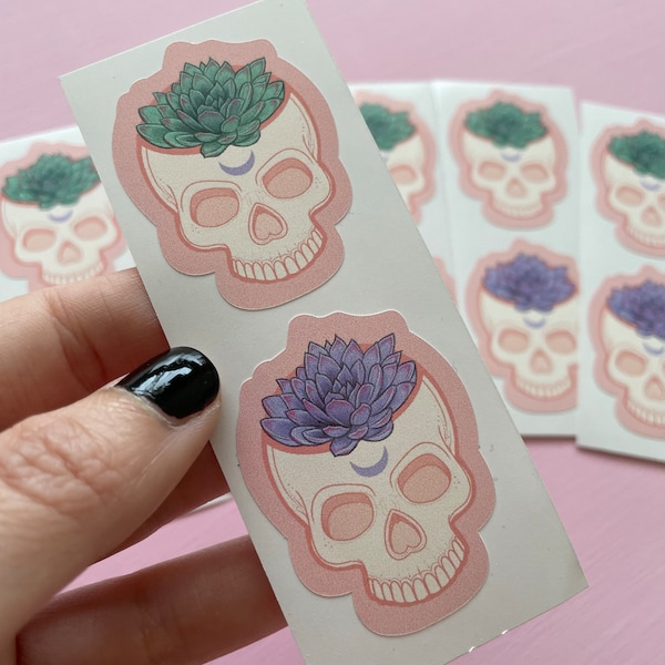 Stickers fantasmagoriques, Stickers vinyles plantes succulentes tête de mort