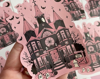 Gothic Stickers, Haunted House LARGE Sticker, spooky stickers