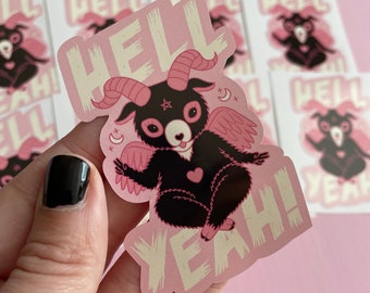 Baphomet Hell Yeah Occult Sticker, spooky stickers, gothic stickers
