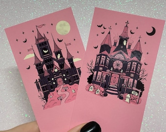 Haunted House & Vampire Castle Bookmarks, Gothic Gifts For Her, gothic, spooky witchy horror halloween