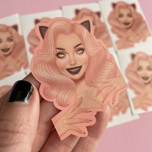 Pin Up Girl Stickers, Claws Out Cat, spooky sticker, gothic stickers