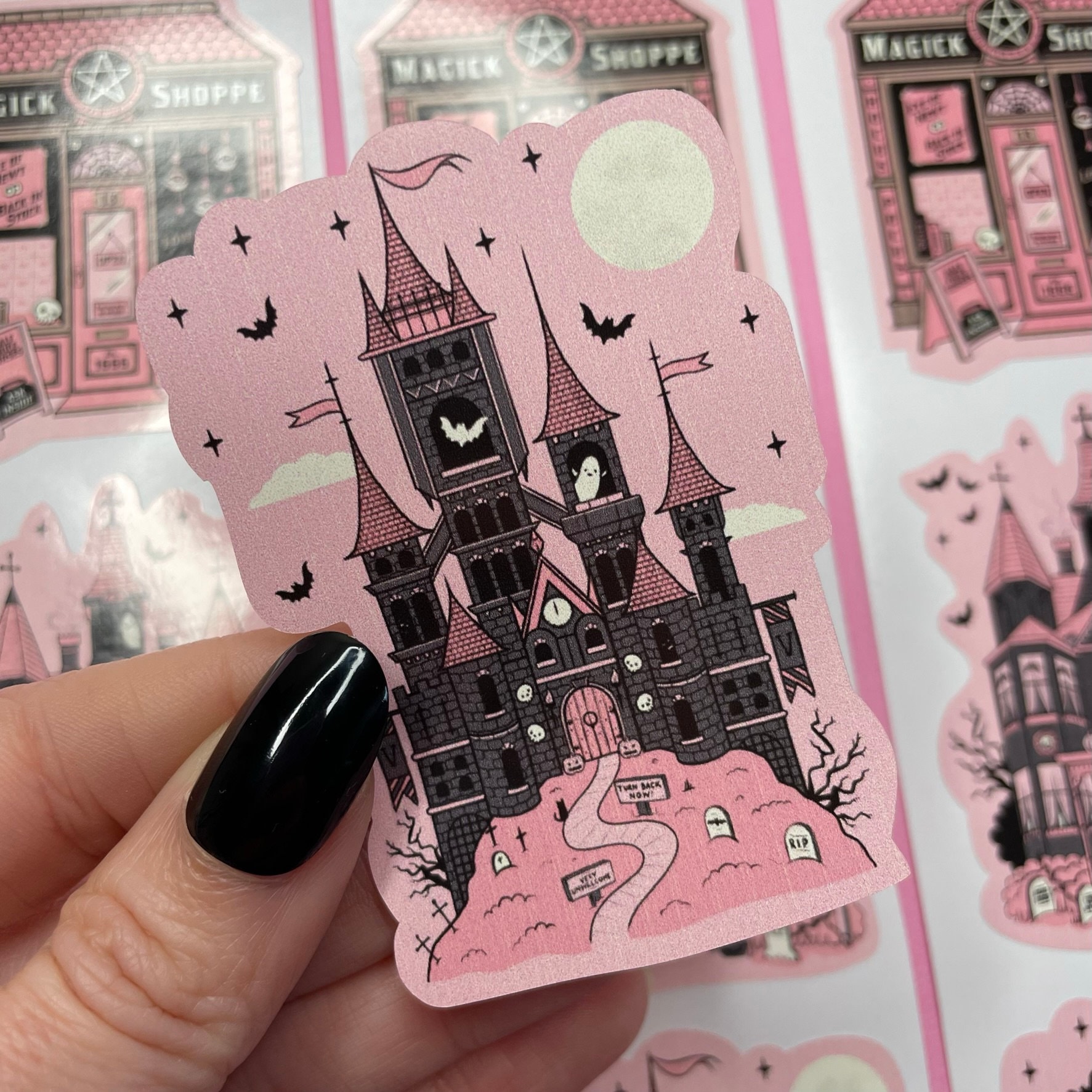 Haunted House Sticker Set, Spooky Pink Gothic Stickers - Etsy