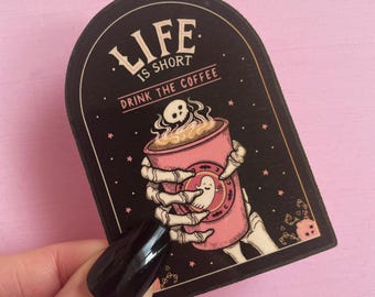 Sticker squelette Faucheuse, bois du café, sticker gothique pastel, cadeaux gothiques pour elle