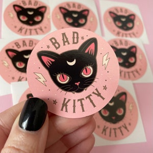 Bad Kitty Sticker, spooky stickers, gothic stickers