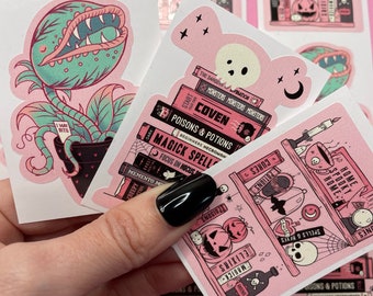 Spooky & Witchy sticker set, pink gothic stickers, spooky stickers,