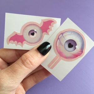 Pastel Goth Eyeball sticker set, horror stickers