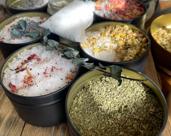 Herbal Bath Soak, Eucalyptus Lavender, Pink Himalayan Salt, Tub Tea