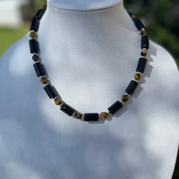 Mens Gemstone Necklace Etsy