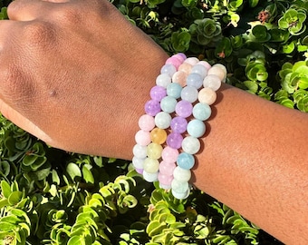 Handmade Purple Morganite Gemstone Bracelet Set