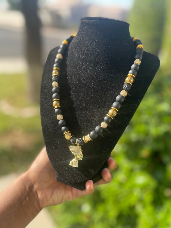 Onyx Necklace Gemstone Necklace Gold 