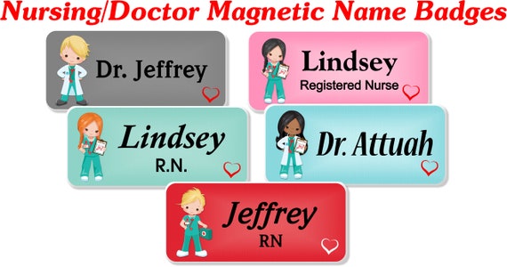 Magnetic Name Badge Nursing Name Tag Doctor Id Badge Etsy