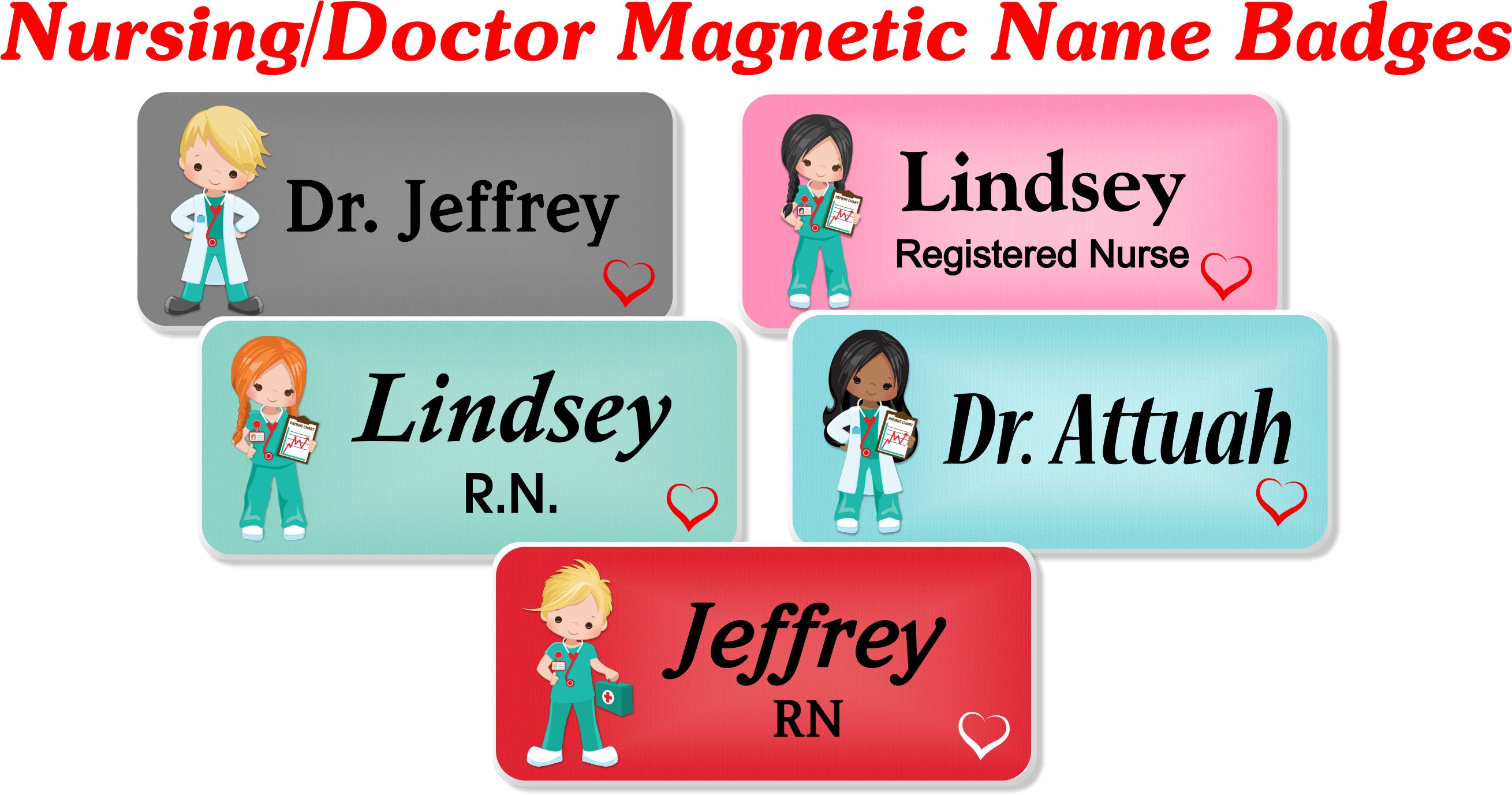 Magnetic Name Badge, Nursing Name Tag, Doctor ID Badge STICKNURSE7