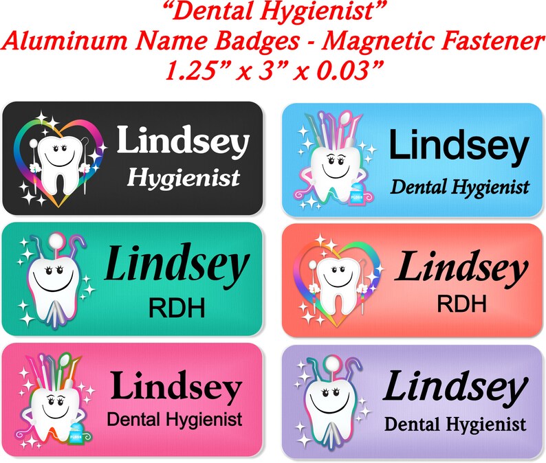 Dental Hygienist Name Badge Aluminum Name Tag Personalized Etsy UK